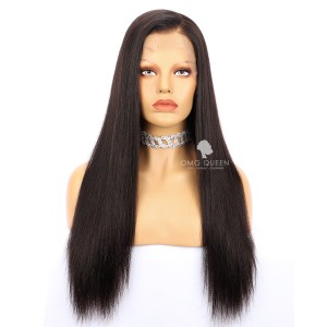 High Quality Natural Color Malaysian Virgin Hair Yaki Straight Full Lace Wigs [MFW04]