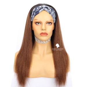 Chestnut Brown Light Yaki Headband Wig Affordable Virgin Human Hair [HBW07]