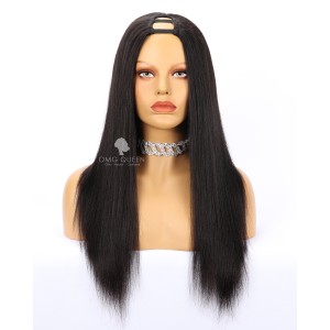 Textured Yaki Straight Human Hair U Part Wigs [UPW03]