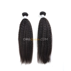 Kinky Straight 2pcs Hair Weave/Weft Natural Color Brazilian Virgin Unprocessed Hair [BHW15]