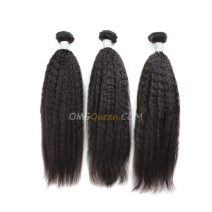 Kinky Straight 3pcs Brazilian Virgin Natural Color Hair Weave/Weft Unprocessed Hair [BHW25]