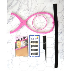 Wig Set, 2 Wig Caps,One Wig Stand,One Set Bob Pin,One Rat Tail Comb,20inches Bands [CT21]