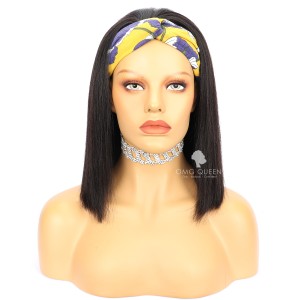 Yaki Straight Bob Wig Headband Wig Affordable Virgin Human Hair [HBW05]