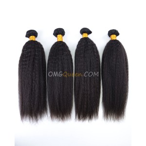  Indian Virgin Hair Kinky Straight Natural Color 4pcs Hair Weave/Weft High Quality Hair  [IHW40]