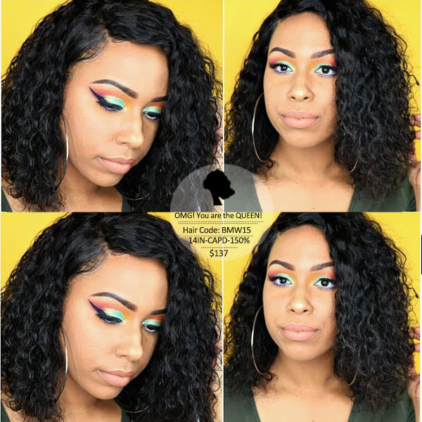Rihanna Wild Thoughts Style Curly Haircut Bob Lace Wigs