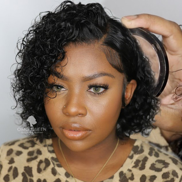 Bad Boss Vibe Short Pixie Curly Bob Brazilian Hair Lace Front Wigs ...