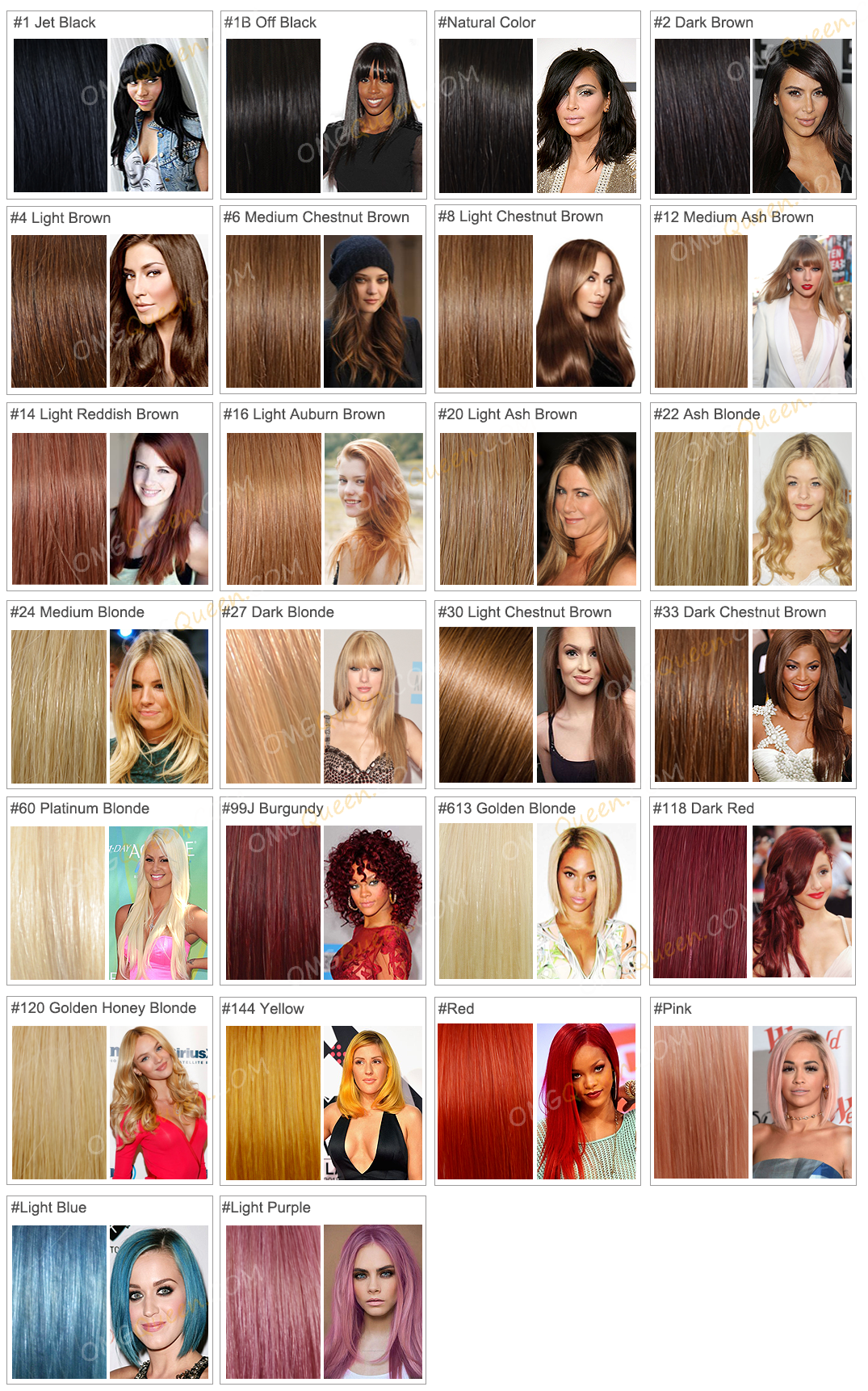 Hairpiece Color Chart